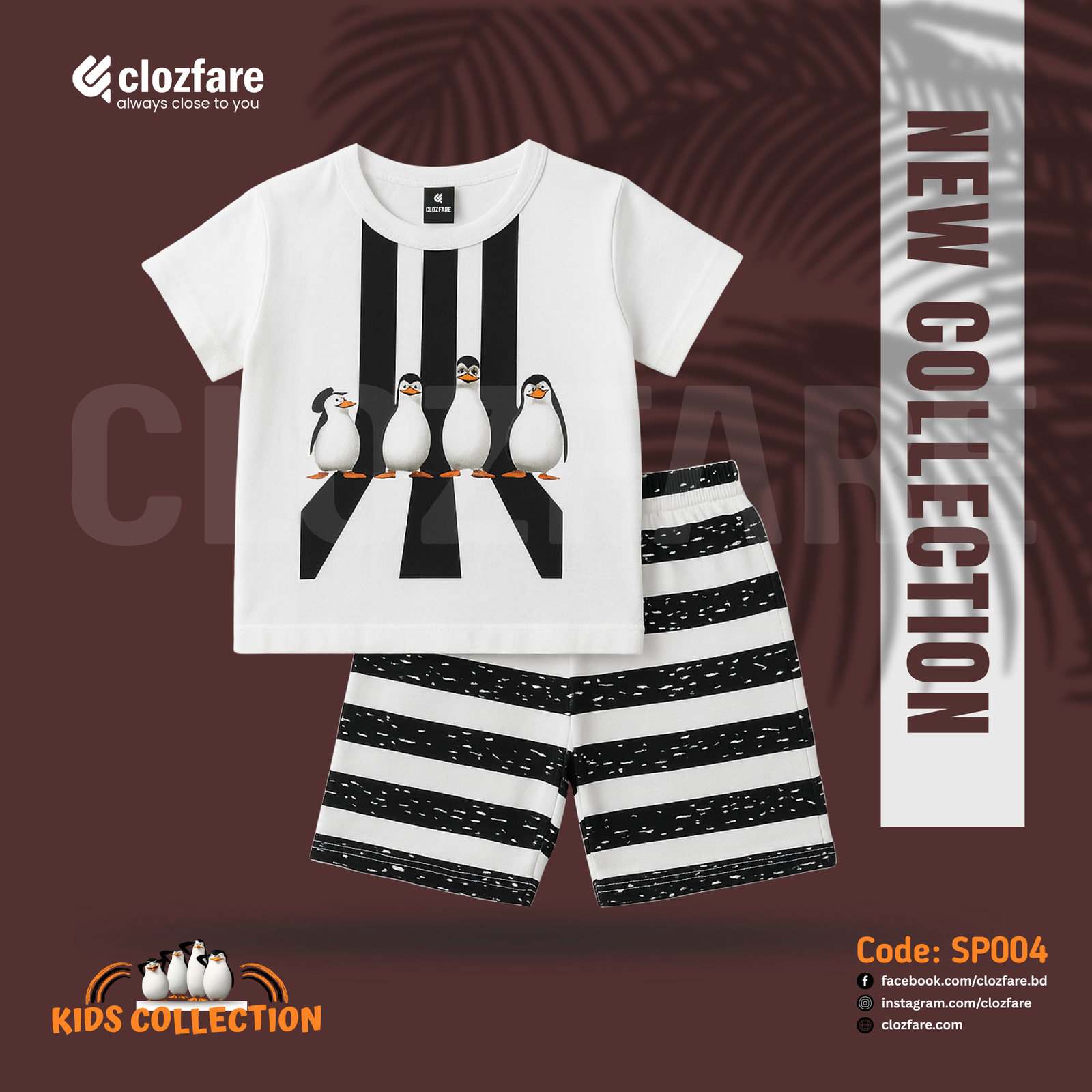 Kids T-Shirt & Shorts Set - Penguin
