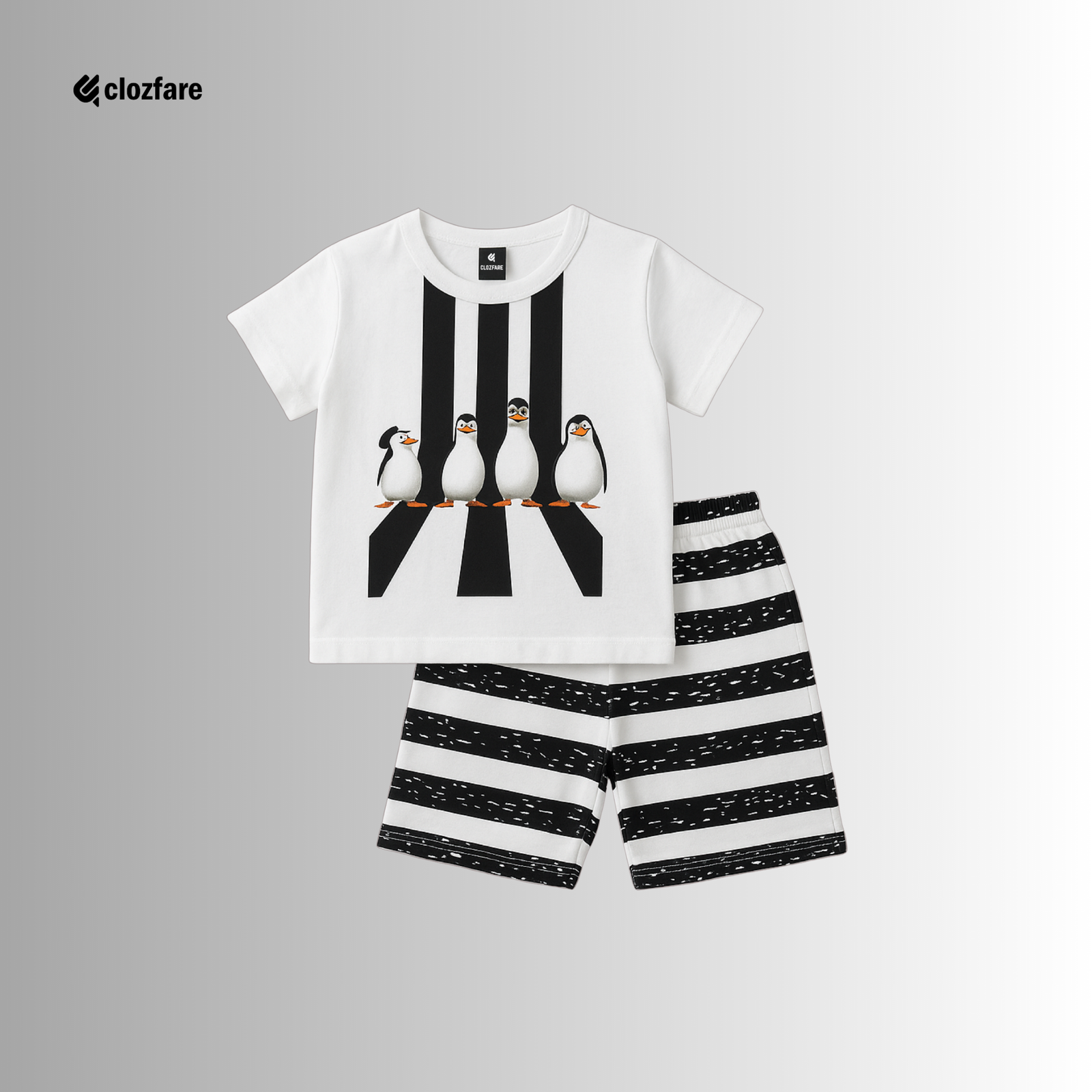 Kids T-Shirt and Shorts Set-Penguin
