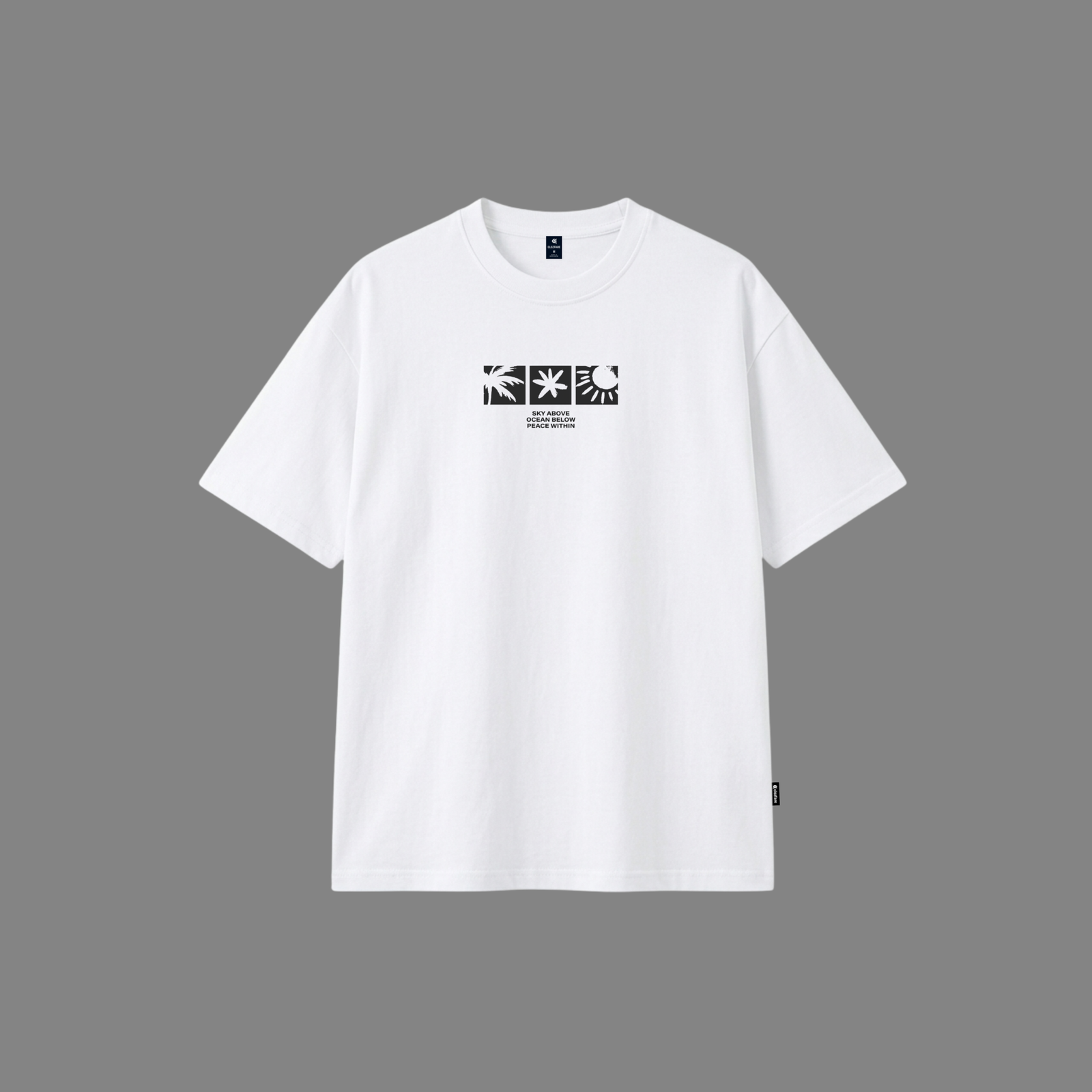 Minimal Nature Graphic Drop Shoulder- (white)