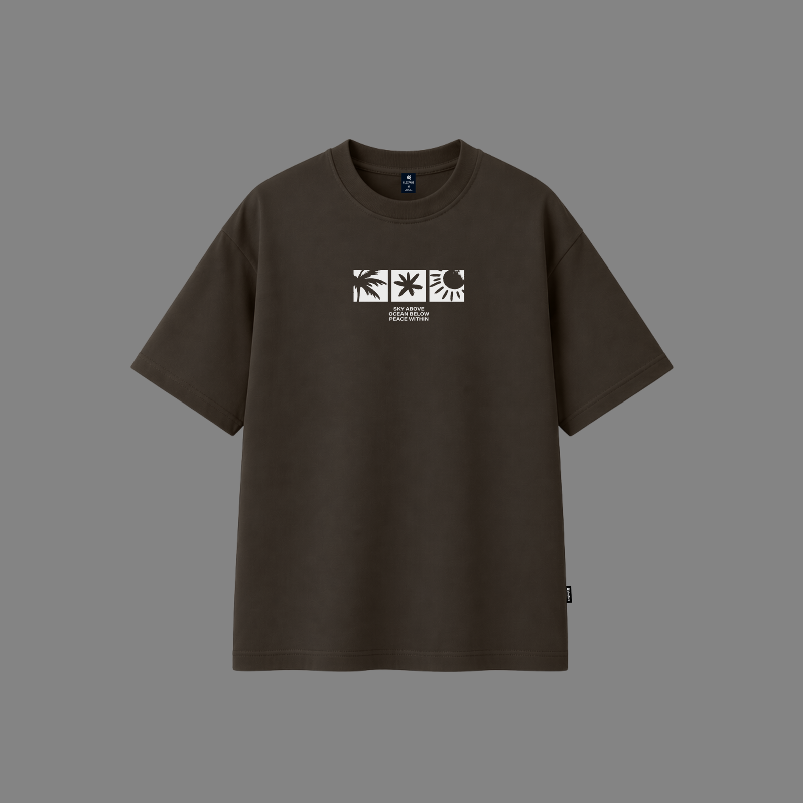 Minimal Nature Graphic Drop Shoulder- (D Brown)