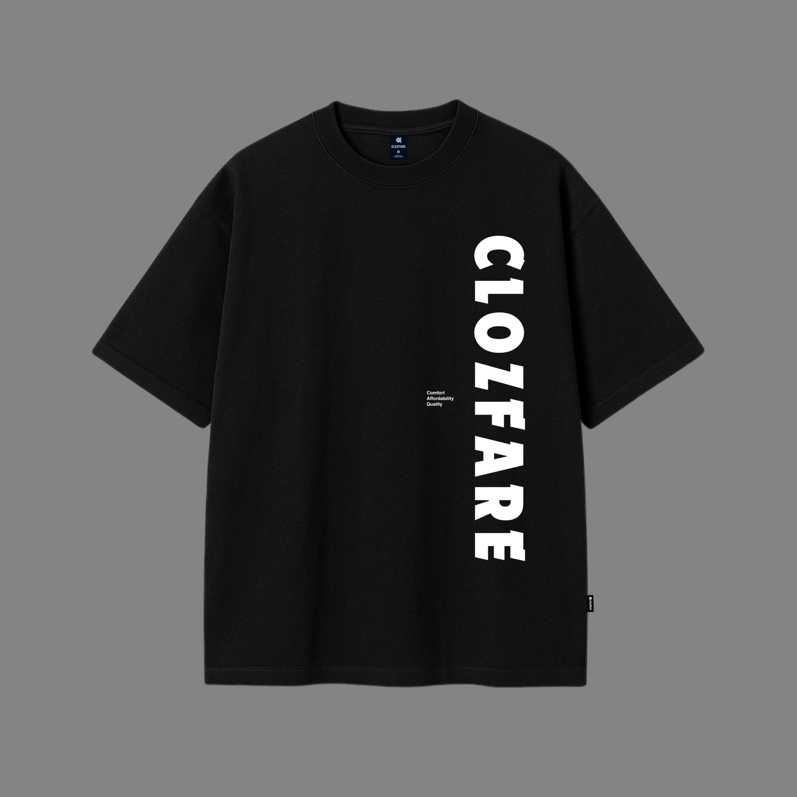 Clozfare Core Brand Drop Shoulder-(black)