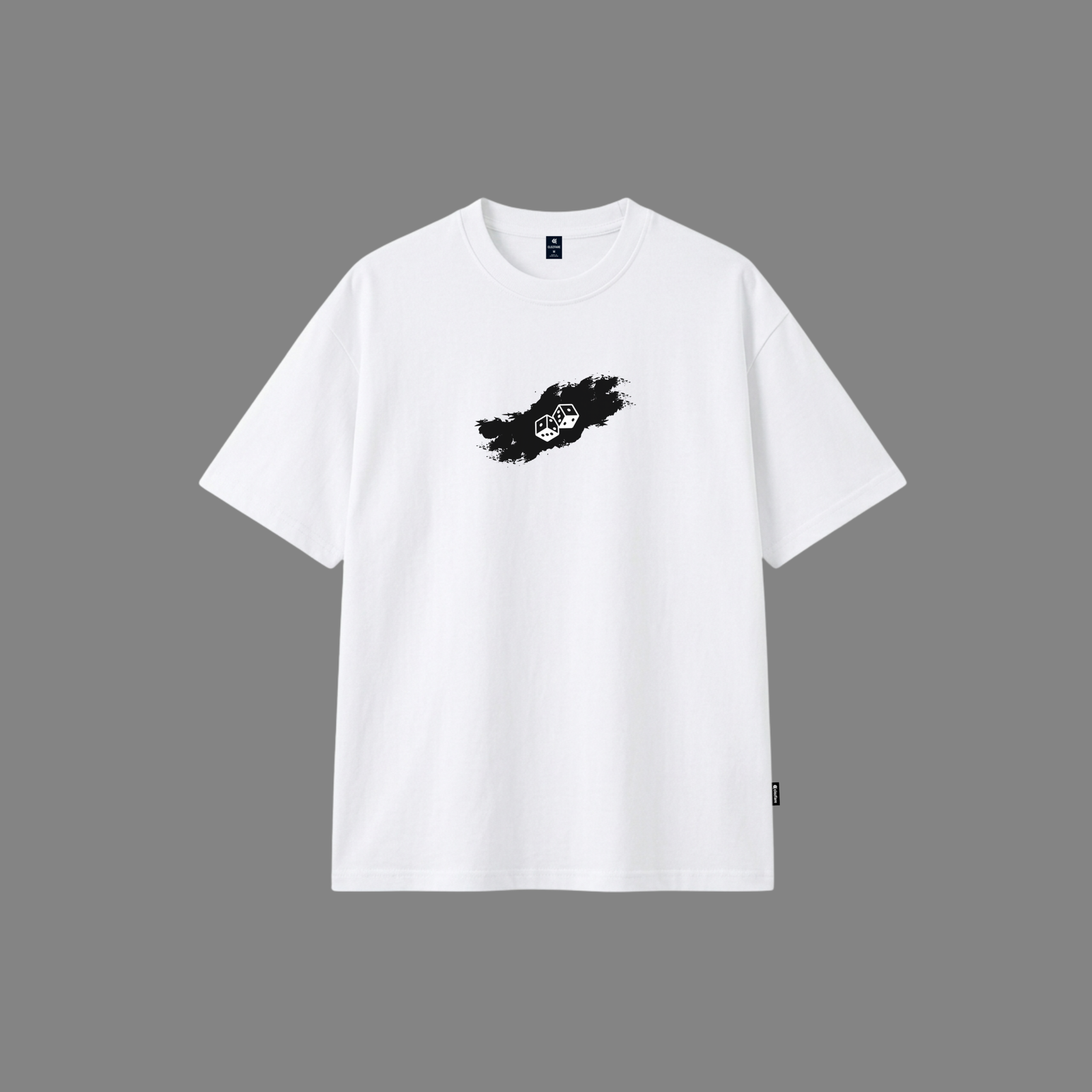 Dice Brushstroke Drop Shoulder-(white)