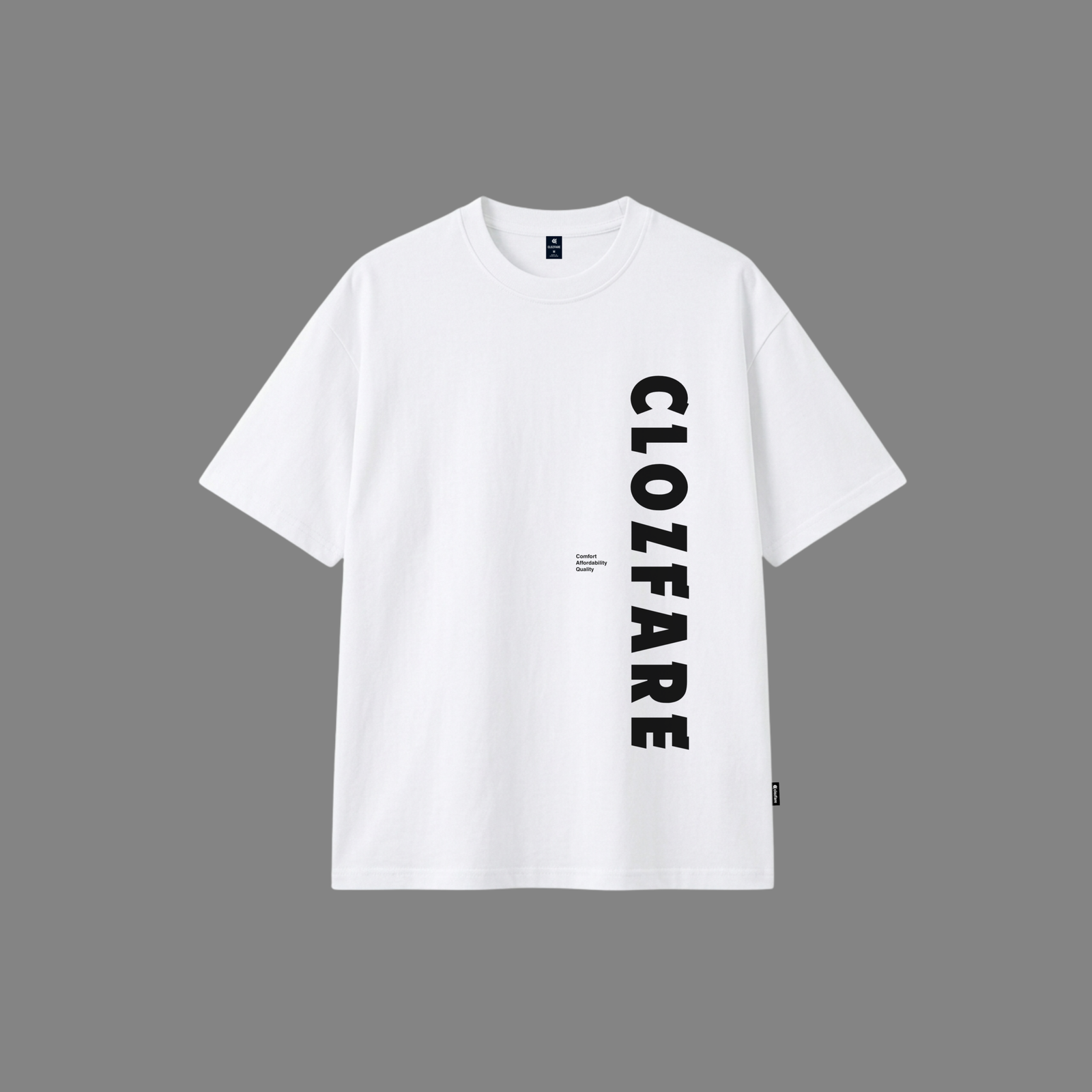 Clozfare Core Brand Drop Shoulder-(white)