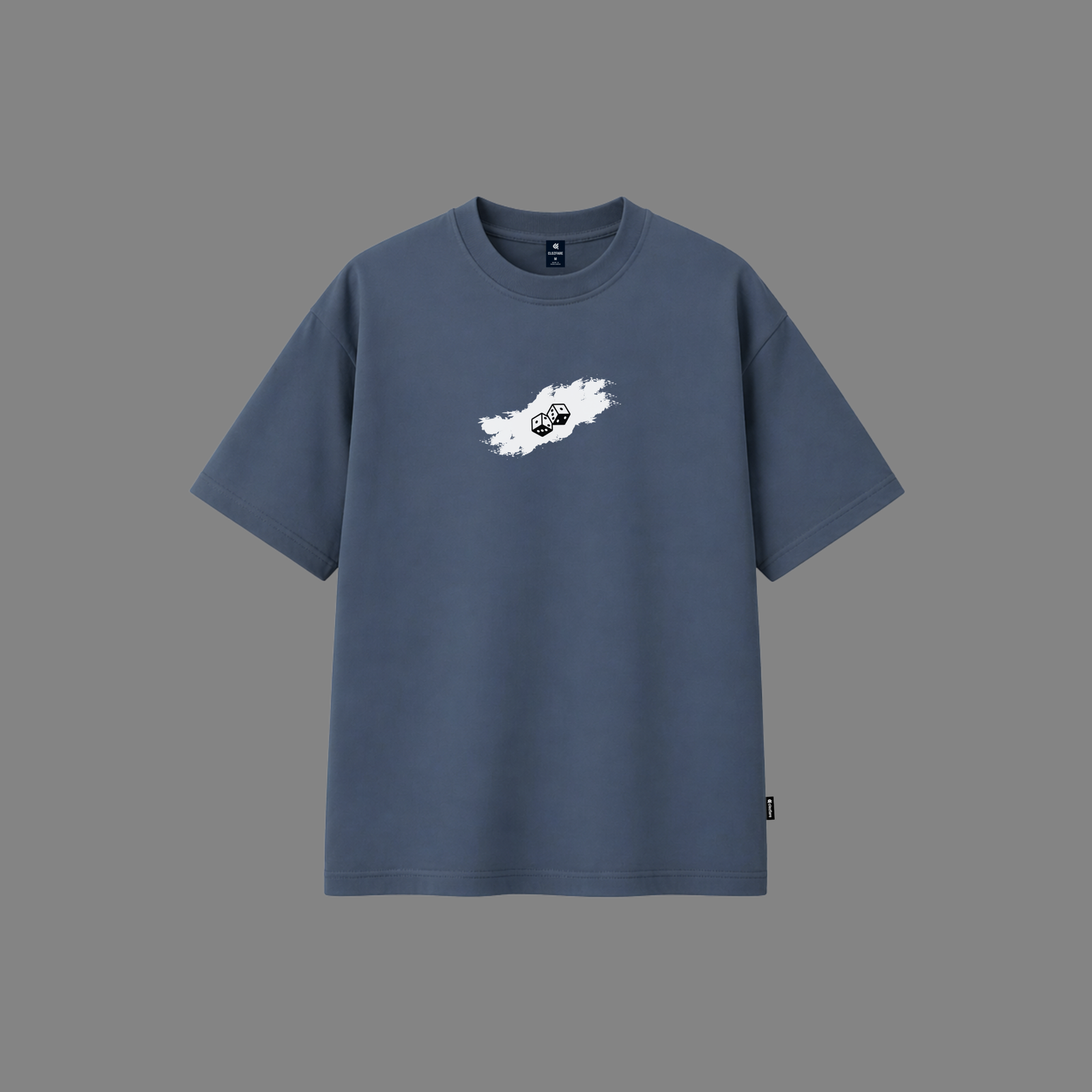 Dice Brushstroke Drop Shoulder-(Dust Blue)