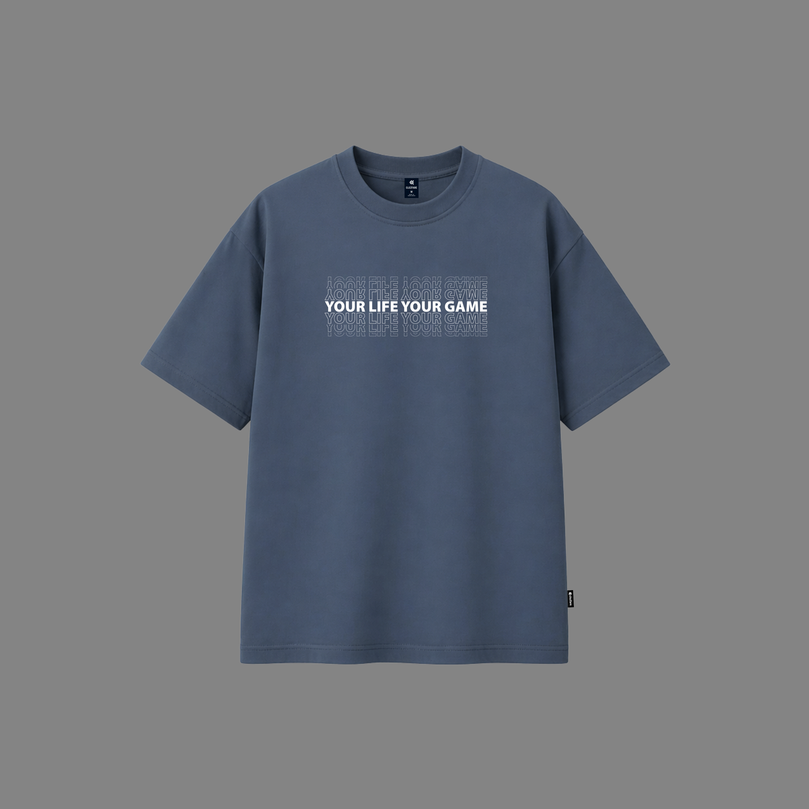 Echo Typography Drop Shoulder-(Dust Blue)