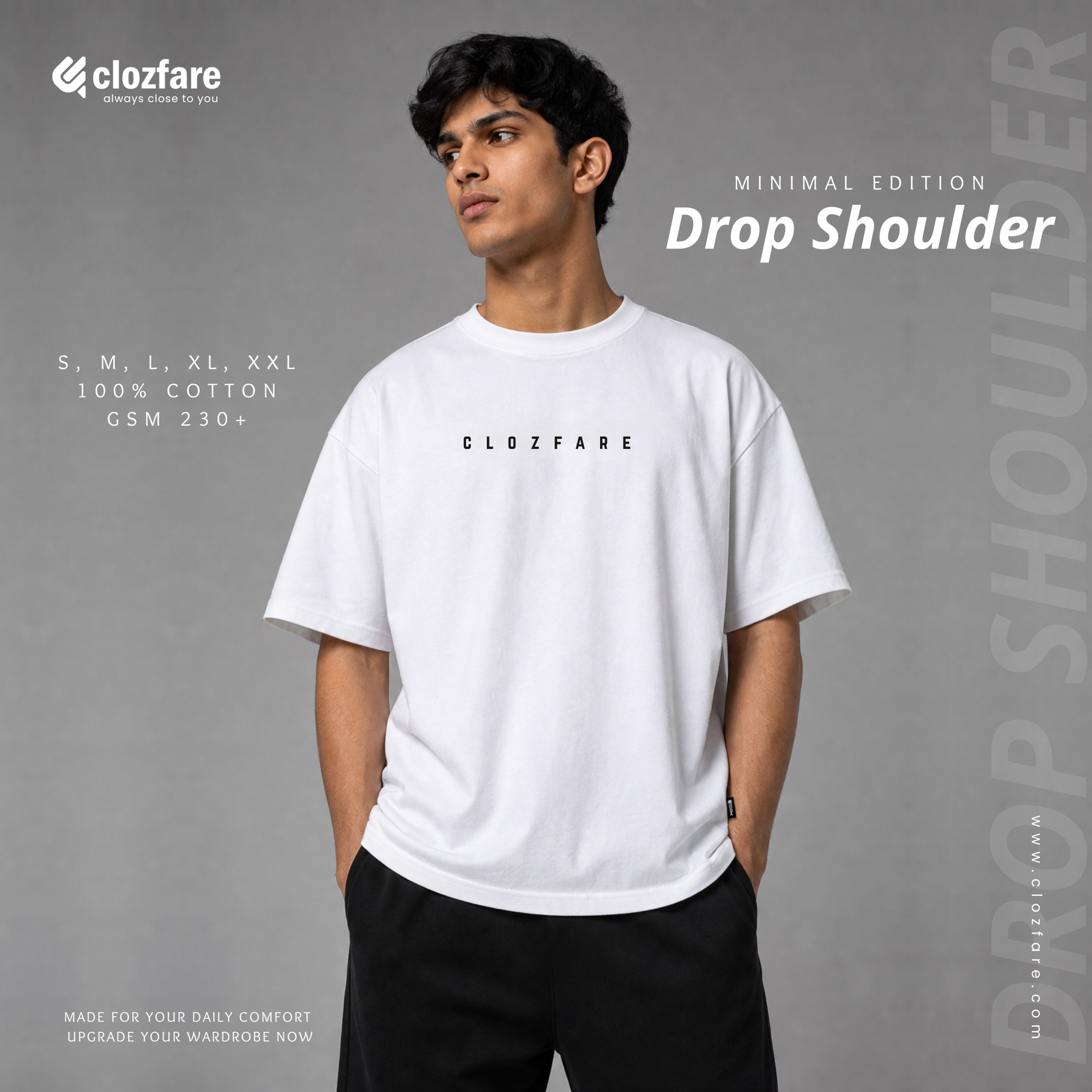 Drop Shoulder T-Shirt – Minimal Edition (White)