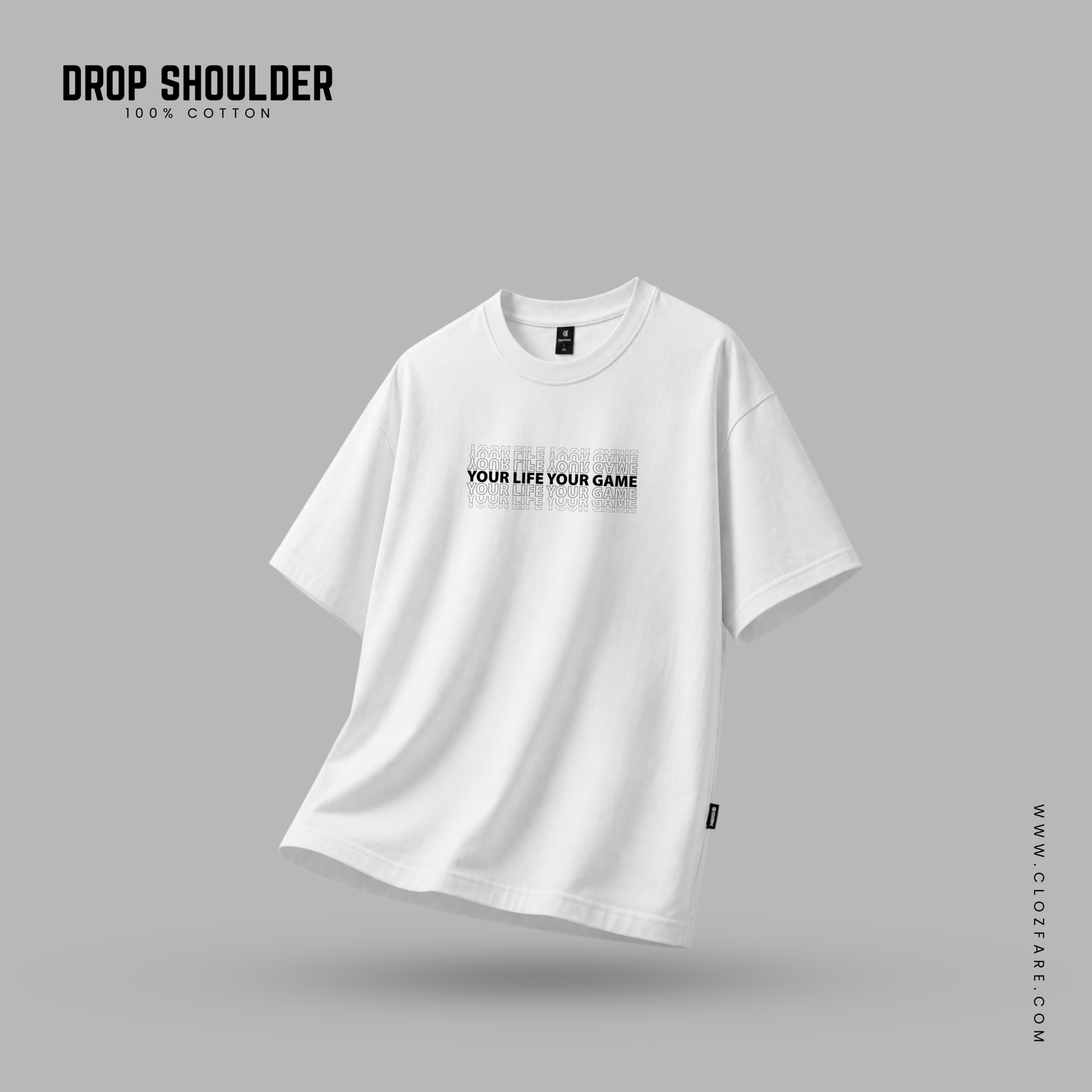 Echo Typography Drop Shoulder-(white)